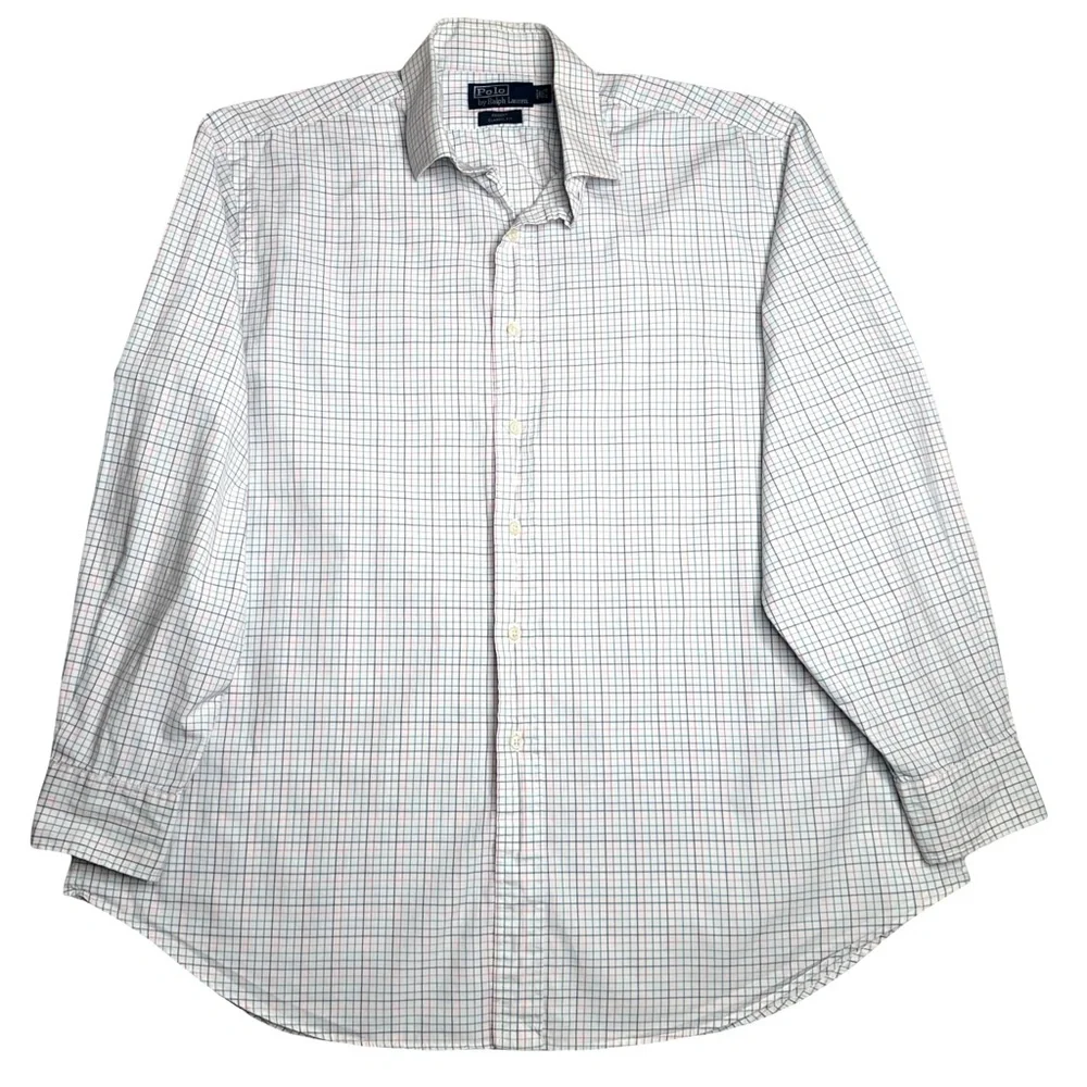 Polo Ralph Lauren Regent Classic Fit Dress Shirt Multi-Color Check Sz 17.5 34/35